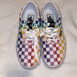 Rainbow checkered van shoes never been used
